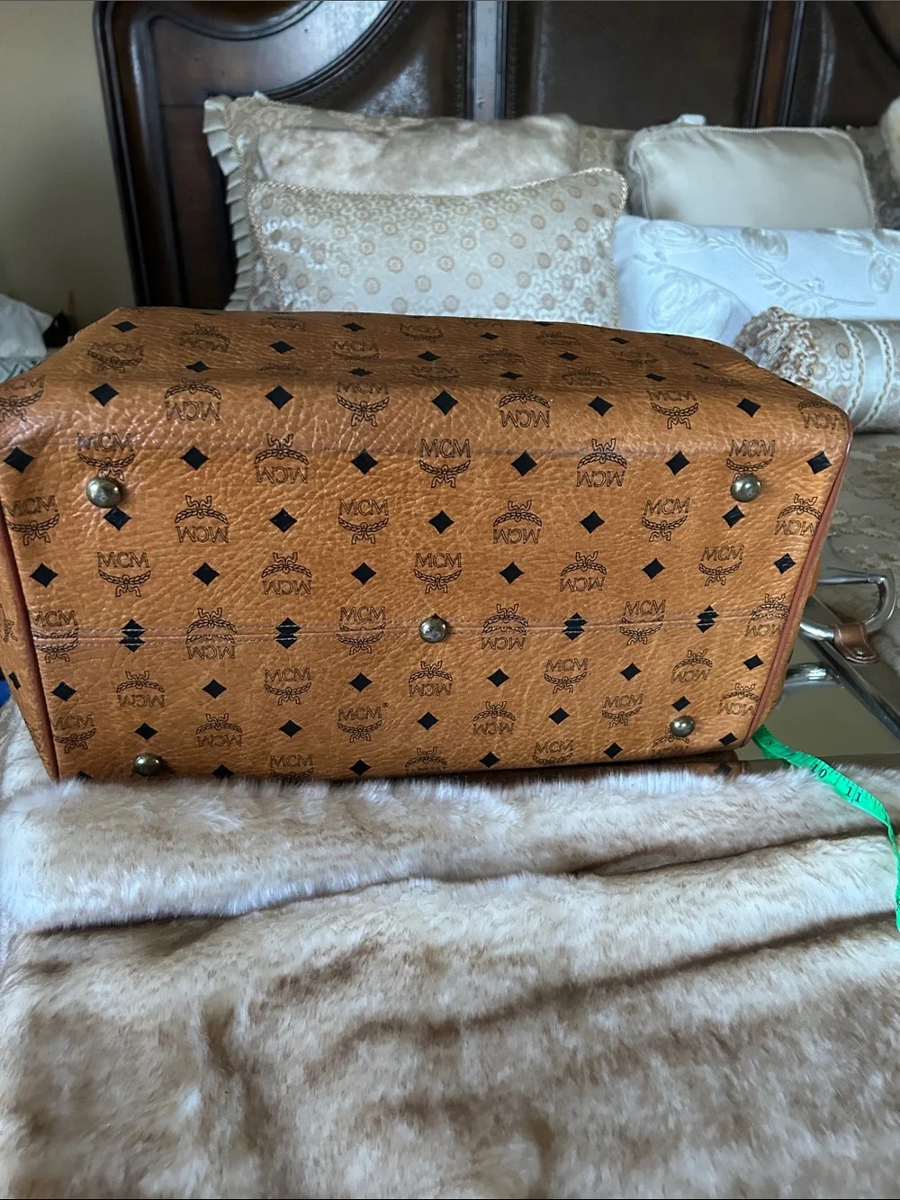 MCM Cognac Visetos Monogram Duffel with Tan Leather Trim EUC … comes with COA